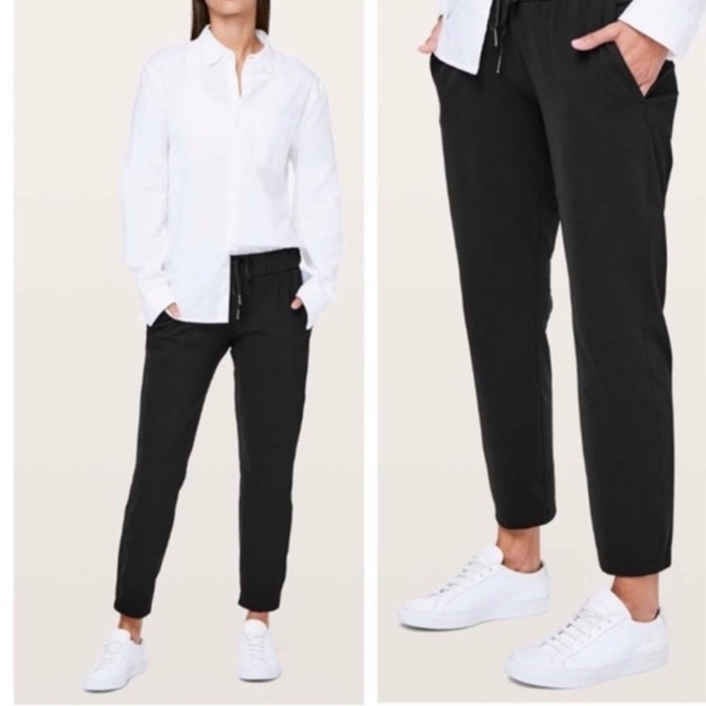 Lululemon On the Fly 7/8 Pant Black Luxtreme Drawstring Waist Size 4‎